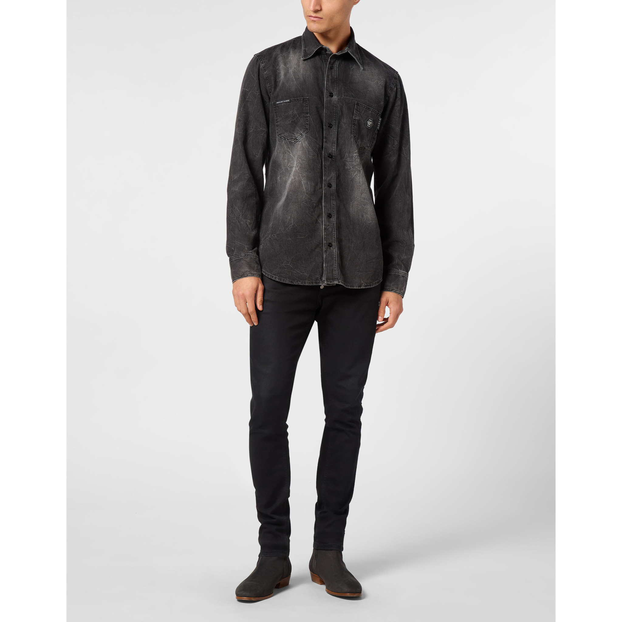 PHILIPP PLEIN Camisa vaquera SKULL&BONES