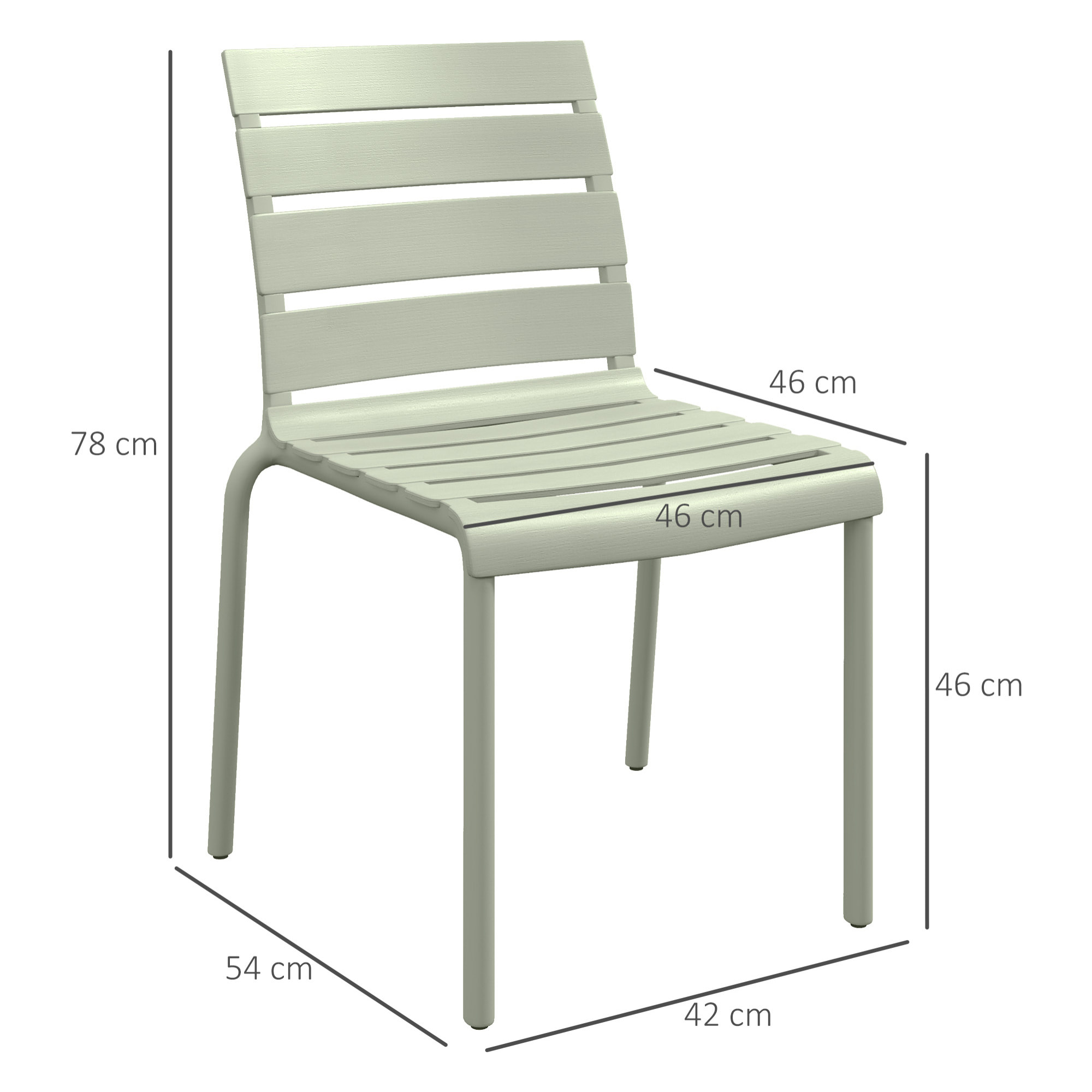 Lot de 4 chaises de jardin empilables avec assise et dossier à lattes vert