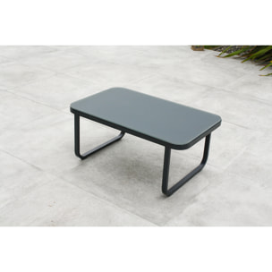 ANTIBES - Salon de jardin 5 places avec lanières de tissu tressées