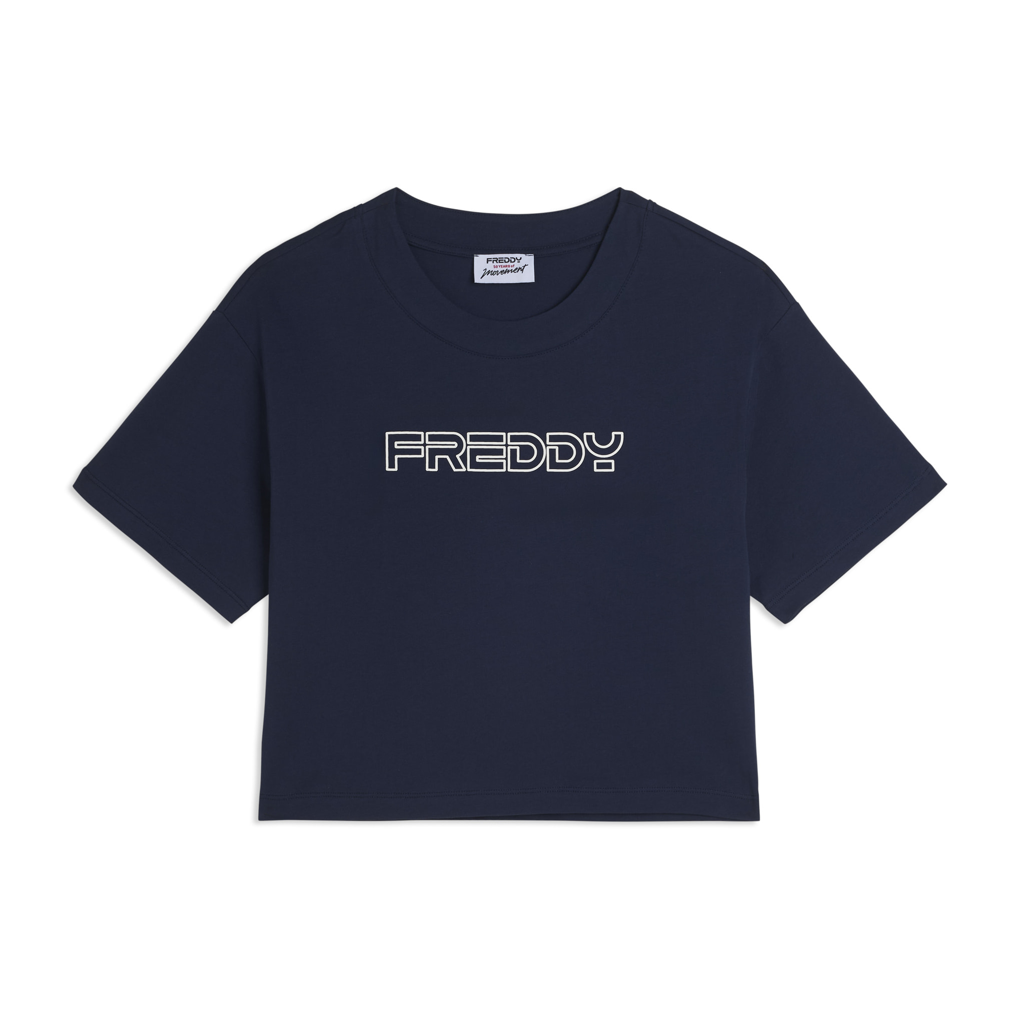 T-shirt Cropped in Jersey di Cotone con Logo FREDDY