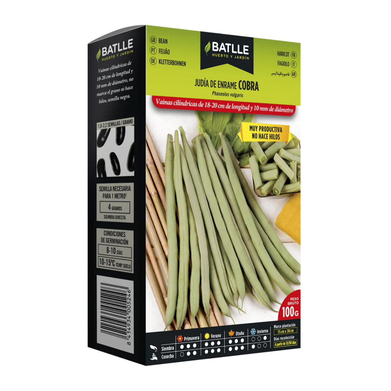Semillas de Judía plana de enrame Cobra 250 g Batlle