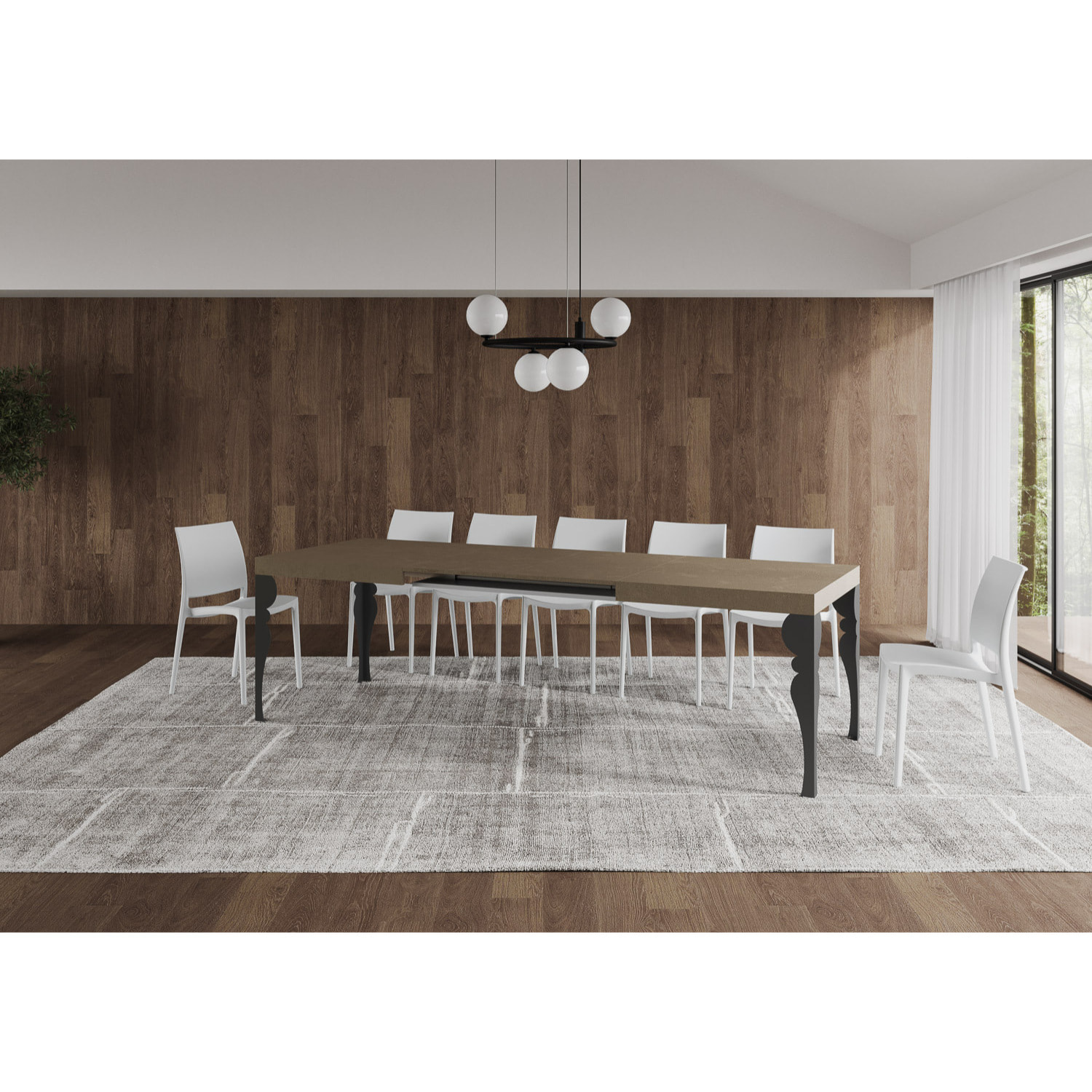 Table extensible 90x160/264 cm Paxon taupe pieds anthracite