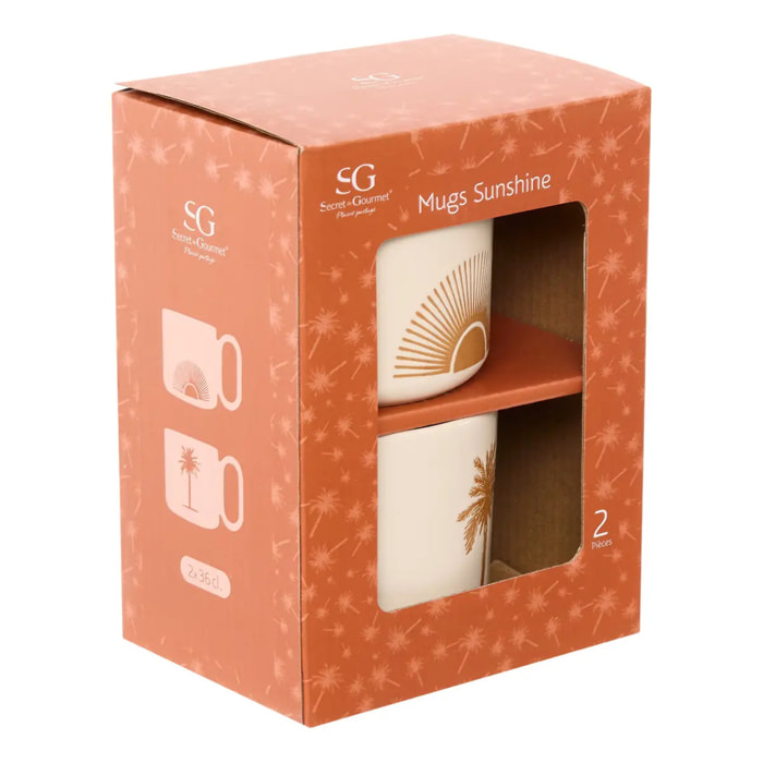 Coffret de 2 mugs Sunshine beige L16xp9,1xH13,5cm