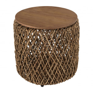 ALIDA - Table d'appoint ronde 50x50cm en tissage de fibre de cocotier