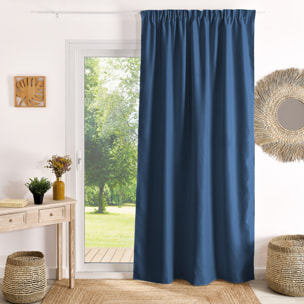 Rideau à galon fronceur occultant ignifugé M1 Non Feu - Bleu Encre