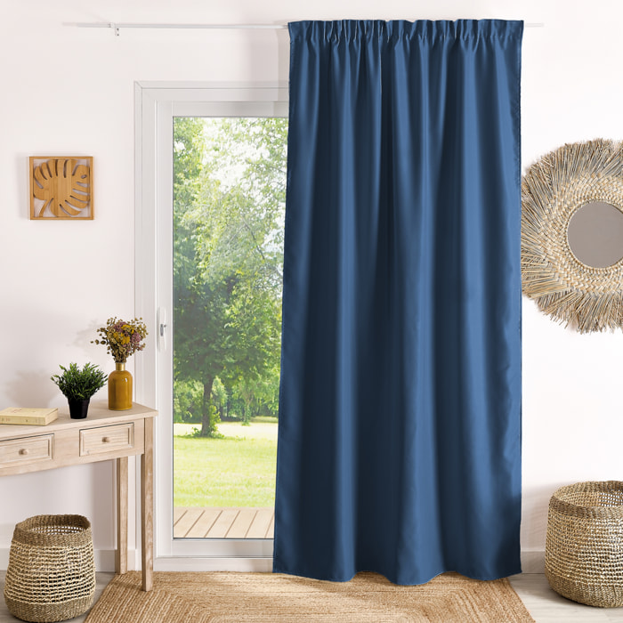 Rideau à galon fronceur occultant ignifugé M1 Non Feu - Bleu Encre
