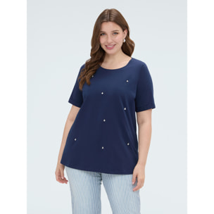 Fiorella Rubino - T-shirt in cotone con charms - Blu