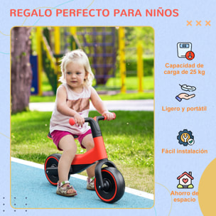 Bicicleta sin Pedales para Niños de + 18 Meses Triciclo Infantil para Bebé con Sillín Ajustable en 30-36,5 cm Ruedas de Ø19 cm Carga 25 kg 66,5x34x46,5 cm Rojo