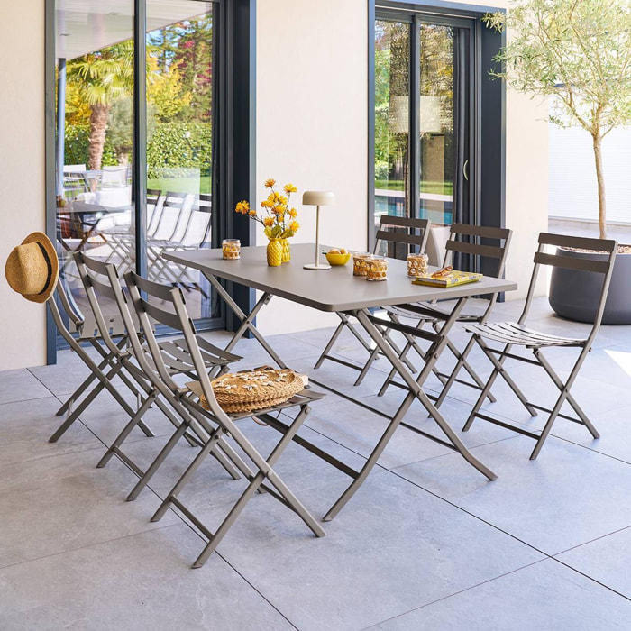 Table de jardin Greensboro 6 places pliable café 150x80cm