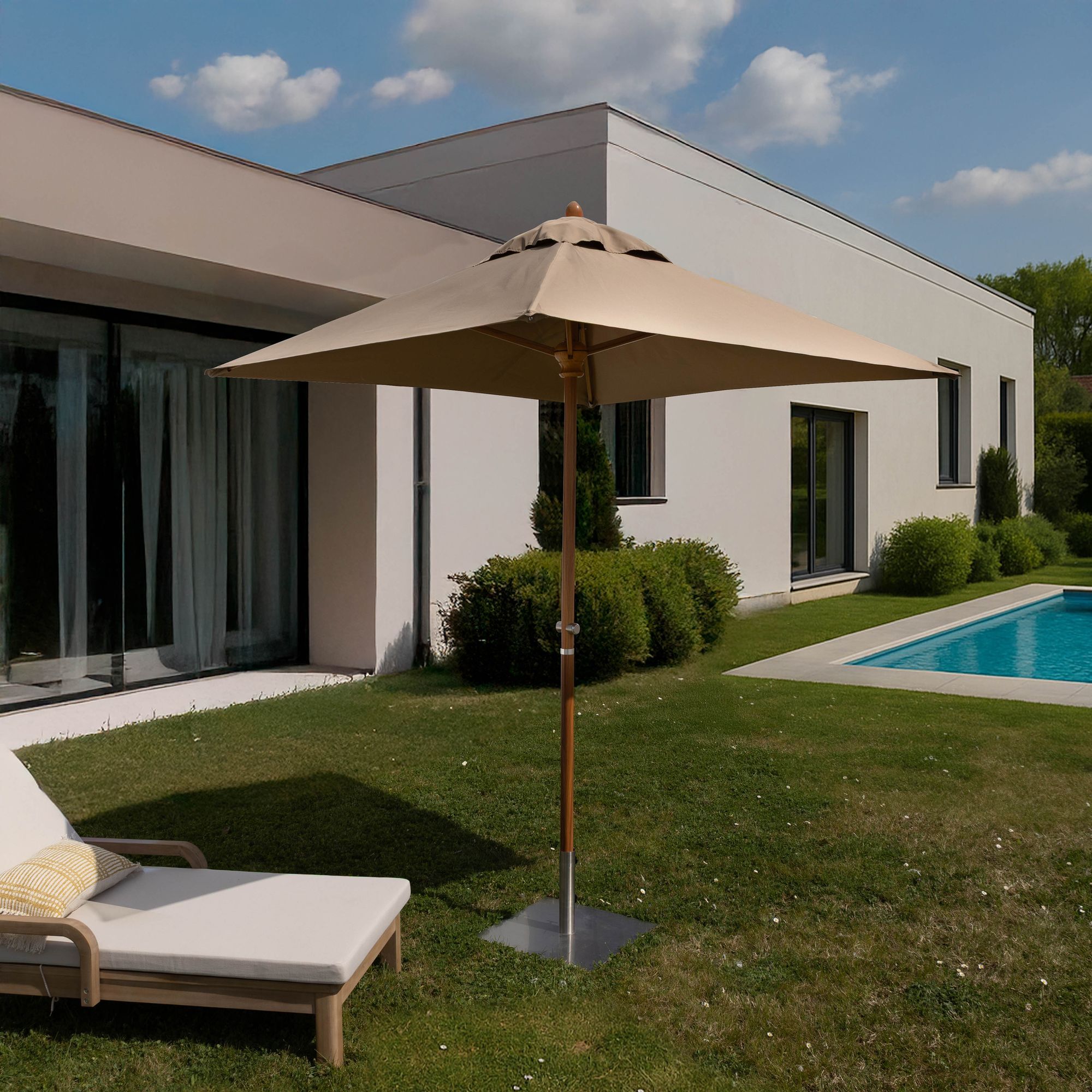 Parasol en aluminium et toile taupe 200cm COMETE