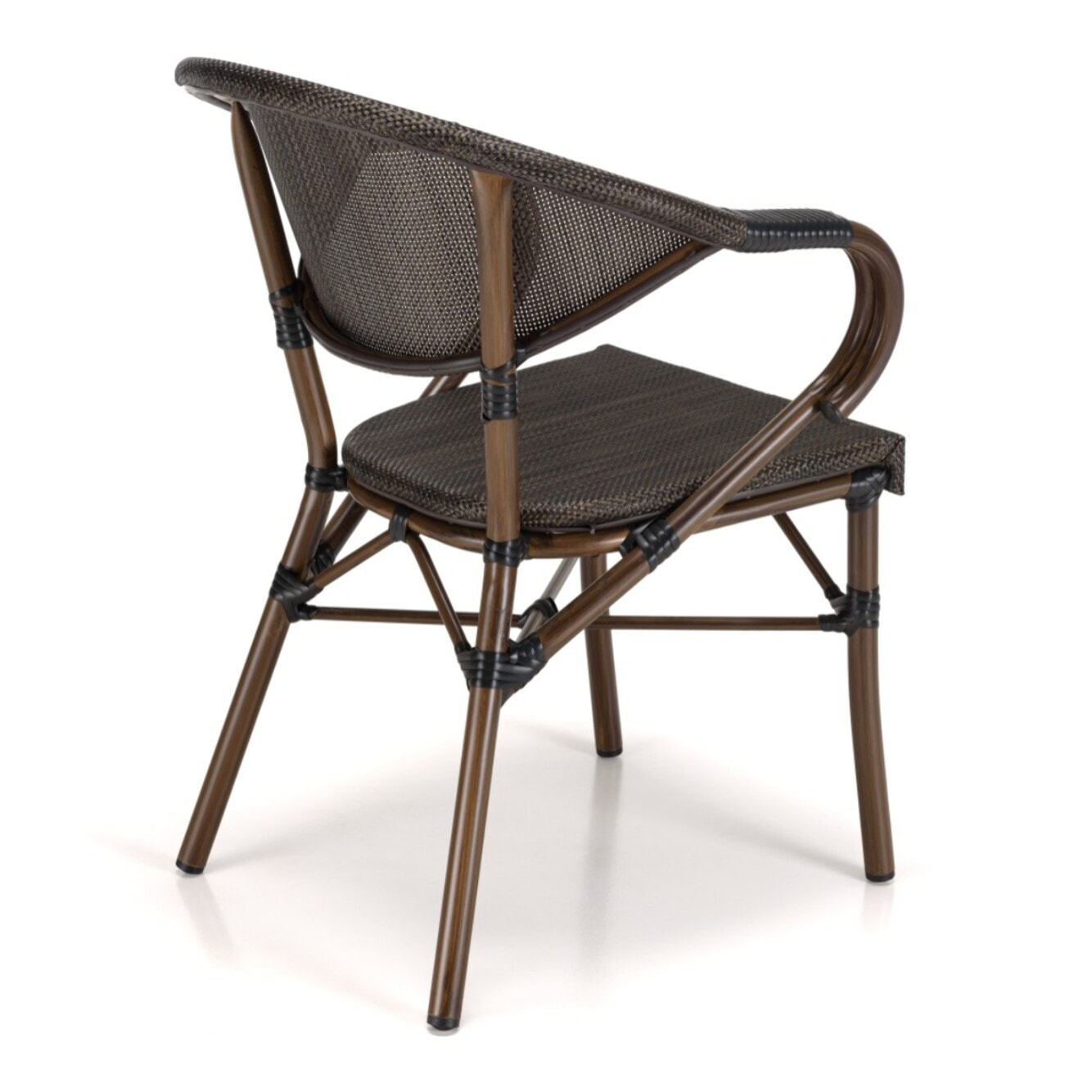 VIANNEY - Lot de 2 chaises de jardin bistrot en acier textilène marron