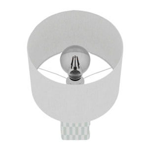 Lampe à poser Manet – céramique vert d’eau et lin naturel