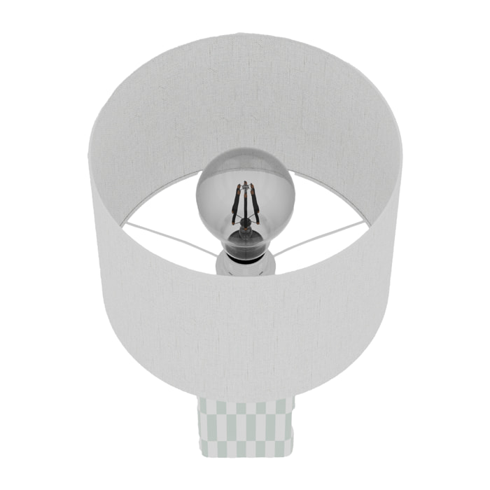 Lampe à poser Manet – céramique vert d’eau et lin naturel