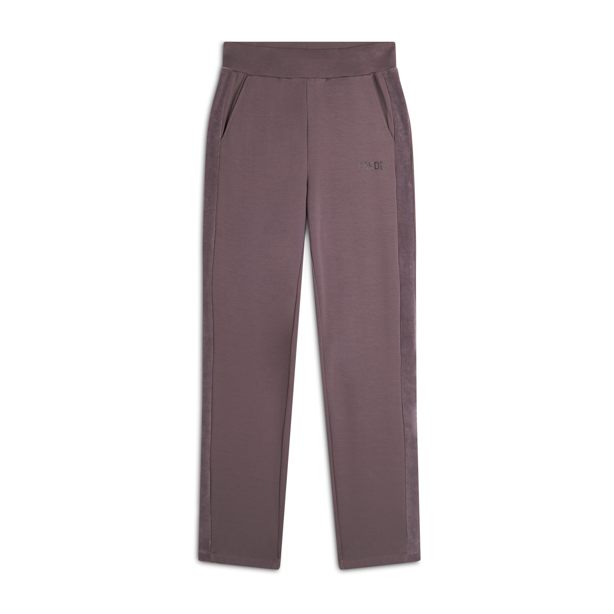 Pantalone donna in felpa di viscosa con Bande in Velluto