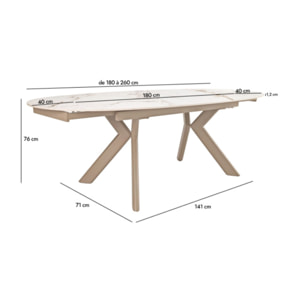 Table extensible ovale 180 à 260 cm en céramique - SYDNEY