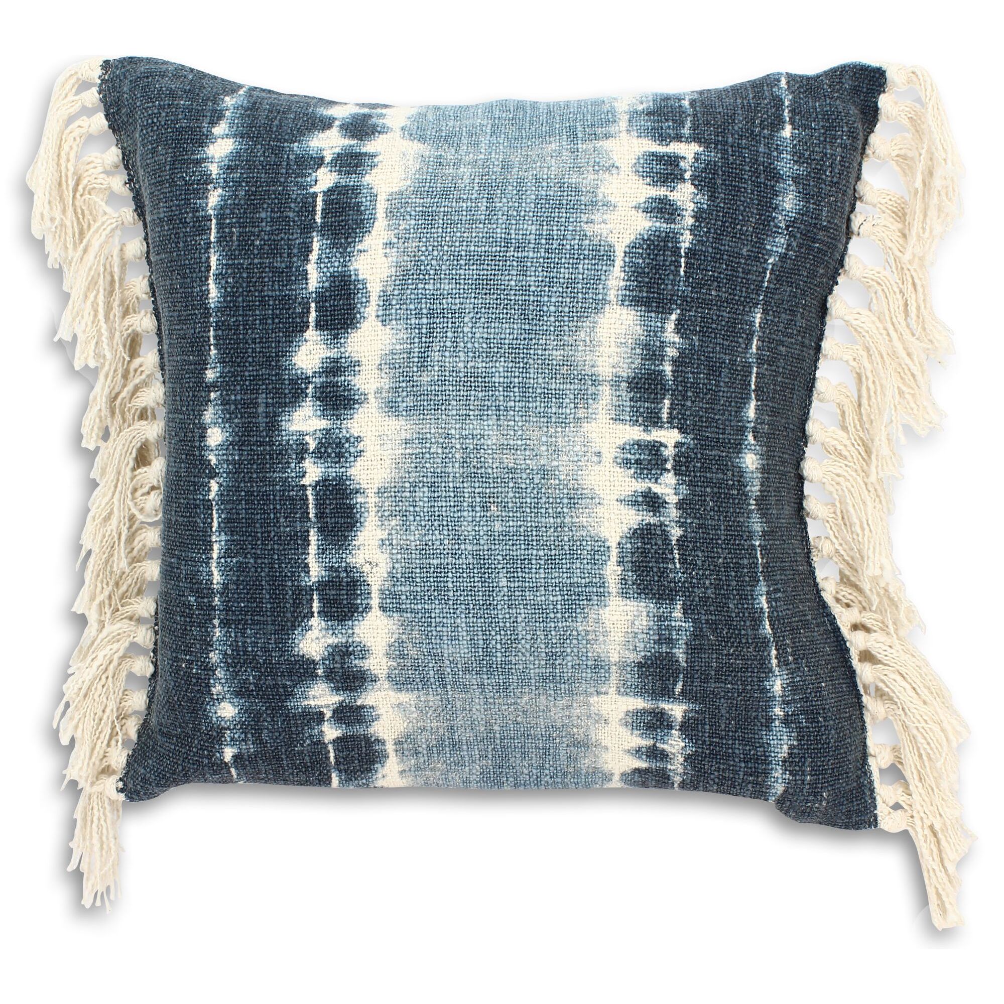 Coussin en coton bleu avec franges 45cm ARCO