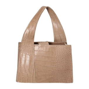 Borsa a mano da donna - Modello False - Vera pelle effetto cocco - 21.0 x 14.0 x 8.0 cm