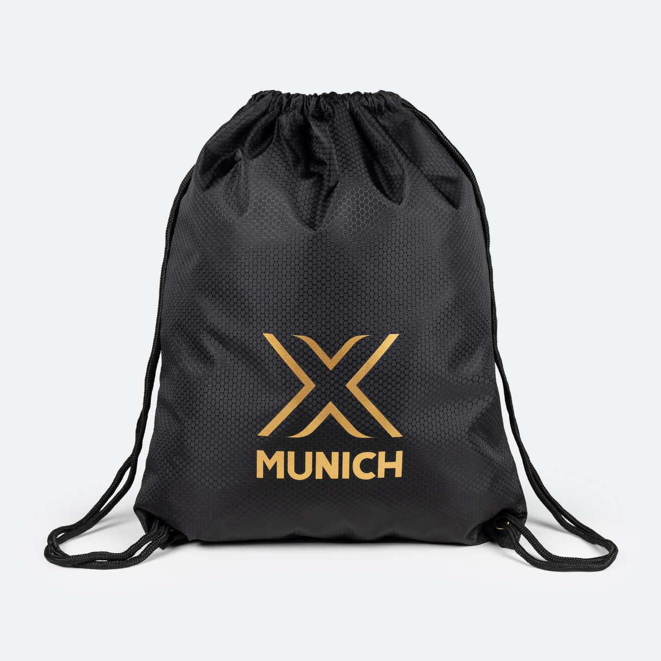 MUNICH GYM SACK Mochila de Cuerdas Deportiva con Cierre de Ajuste Negra y Dorada