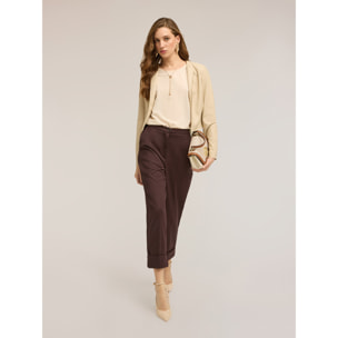Motivi - Pantaloni cropped con risvolto - Marrone