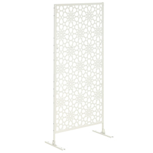 Panneau décoratif extérieur métal - brise vue motif étoiles - visserie incluse - dim. 92L x 45l x 198H cm - acier thermolaqué blanc