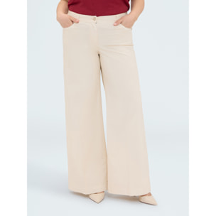 Fiorella Rubino - Pantalones Wide Leg de algodón ligero - Beige