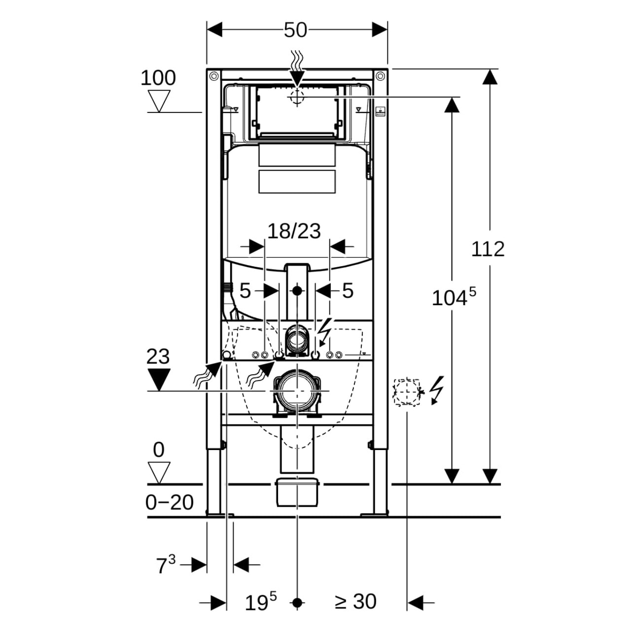 Pack bati-support Geberit Duofix UP320 + Plaque de commande Sigma20 noire (-H)