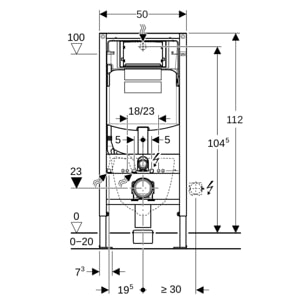 Pack bati-support Geberit Duofix UP320 + Plaque de commande Sigma20 noire (-H)