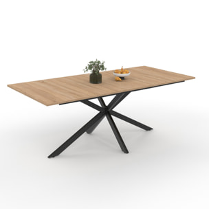 Table à manger extensible Spider 200-240cm bois et noir avec rangement