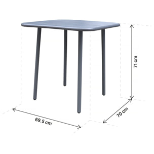 Table de jardin en métal "Bilbao" - 70 x 70 x 71 cm - Gris