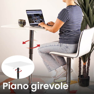 Tavolino alto da bar quadrato regolabile in altezza bianco - Lima