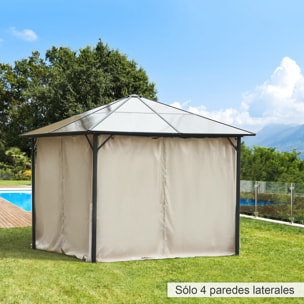 Outsunny 4 Paredes Laterales para Cenador 302x205 cm Laterales para Gazebo Universal con 40 Ganchos y Anillos en C para Pérgola Carpa Beige