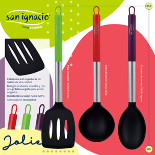 Set 3pc sarten (20+24+28cm) aluminio prensado verde con set 3pc utensilios de cocina nylon