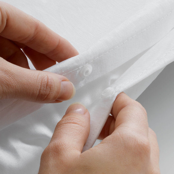 Parure de lit 3 pièces en microfibre unie lavée housse + taies - Blanc
