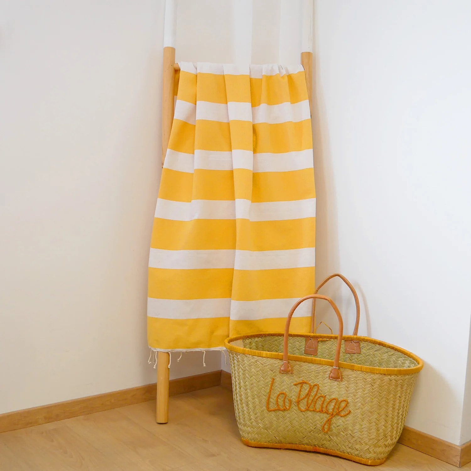 Fouta plate traditionnelle Jaune 100x200 190g/m² - Transat Tournesol