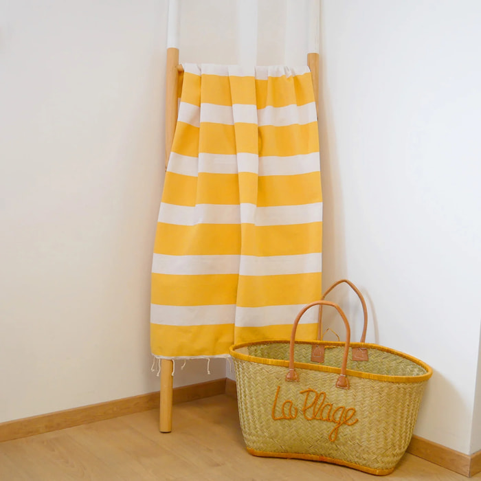 Fouta plate traditionnelle Jaune 100x200 190g/m² - Transat Tournesol
