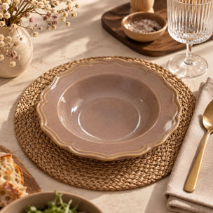 Lot de 6 assiettes creuses 23,5cm en grès violet SIGNATURE
