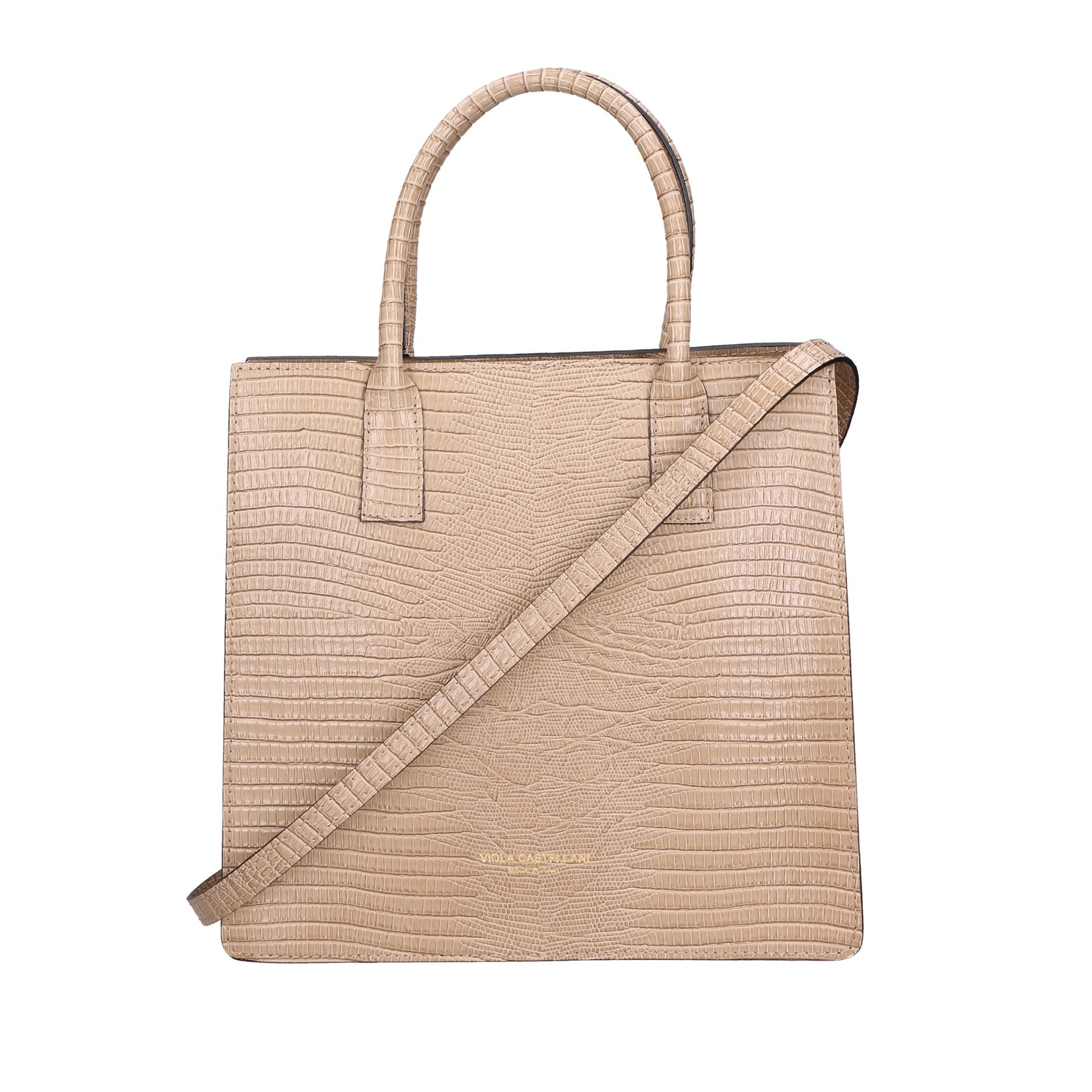 Borsa a mano da donna - Modello Giulia - Vera pelle effetto cocco - 30.0 x 28.0 x 10.0 cm