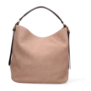 Borsa a spalla da donna Made in Italy - Modello Seraphina Plus - Pelle scamosciata - 31.0 x 31.0 x 15.0 cm