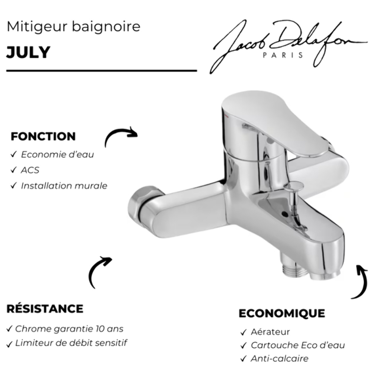 Mitigeur baignoire mécanique July