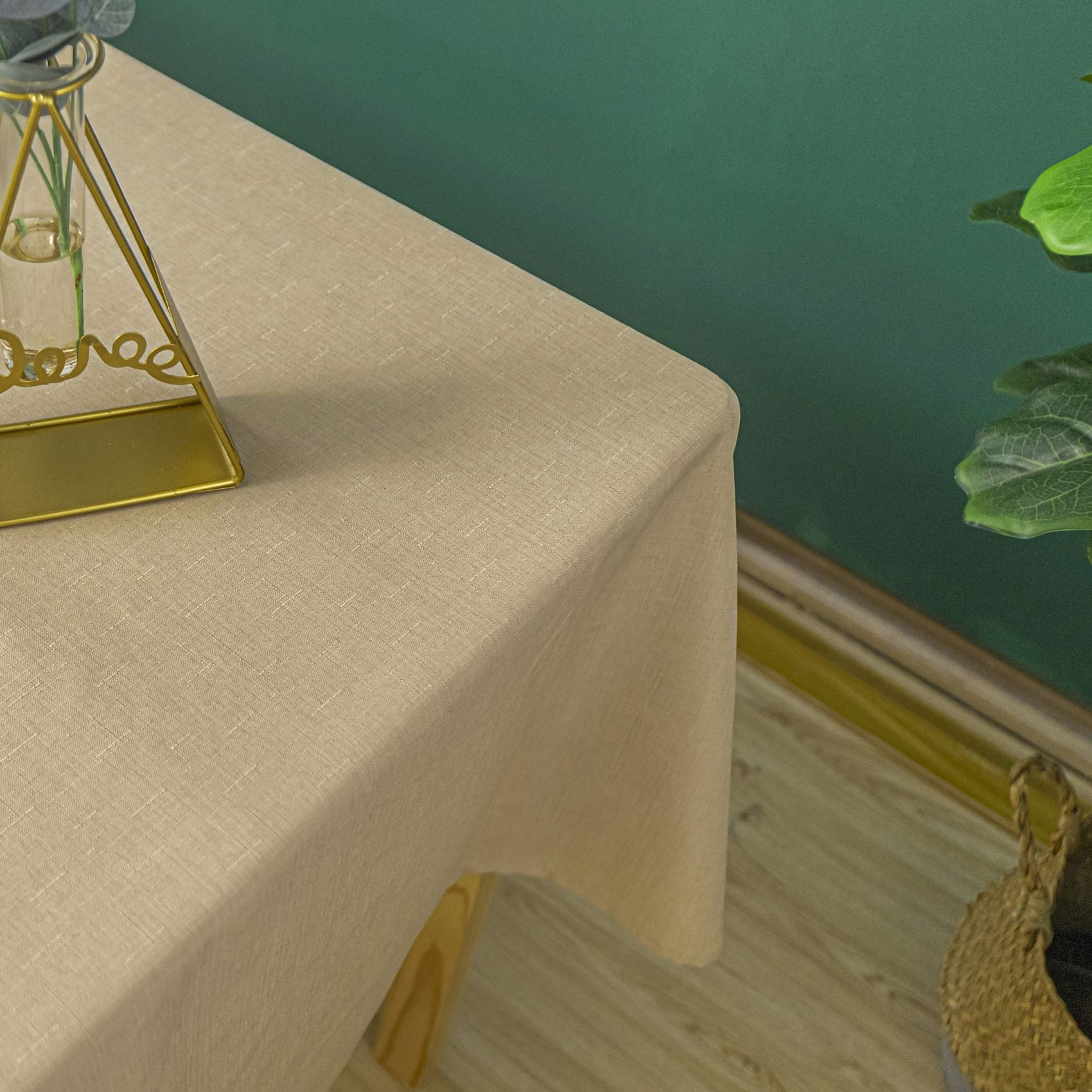 Nappe anti tâches et infroissable  -  - Effet chiné - Beige