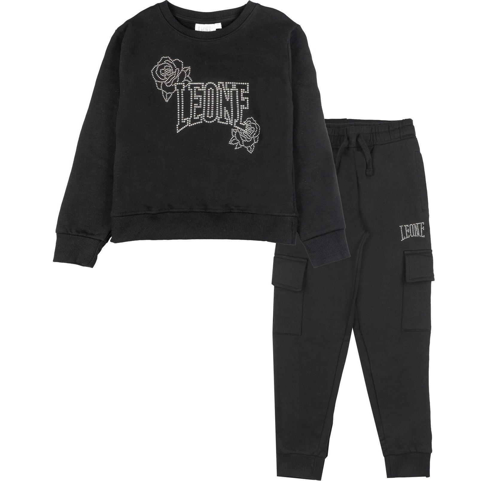 Chándal de invierno para niña Leone 1947 Nature, cuello redondo y pantalón cargo