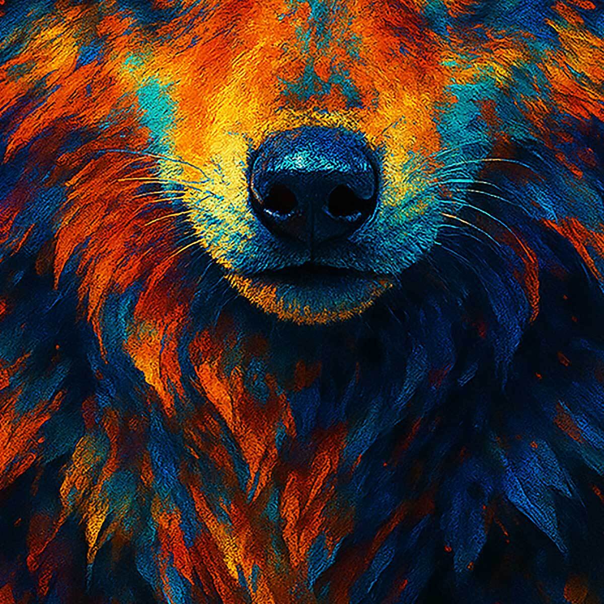 Tableau loup éclats chromatiques Toile imprimée