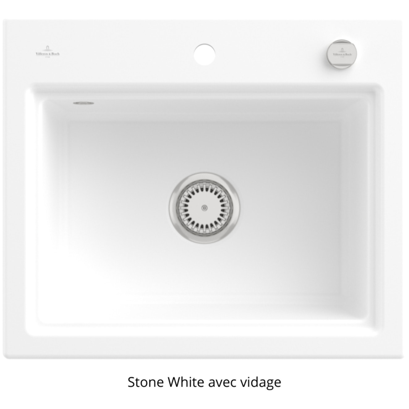 Evier Subway Style 60 S Stone white CeramicPlus vidage automatique finition anthracite