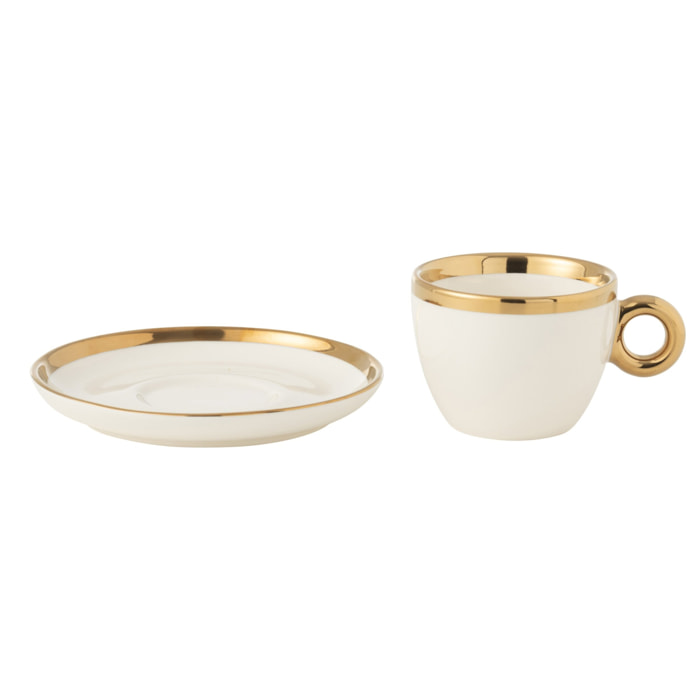 J-Line tasse - céramique - blanc/or - boîte de 4