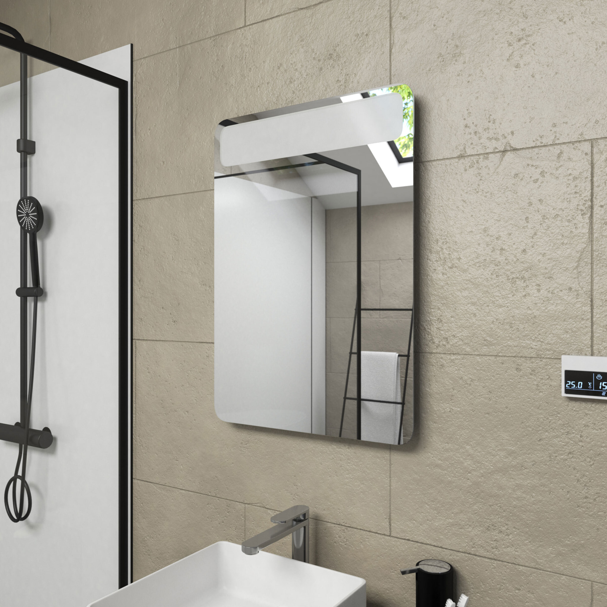 Miroir salle de bain avec bandeau Led - 50x70x5 cm - CLOUD