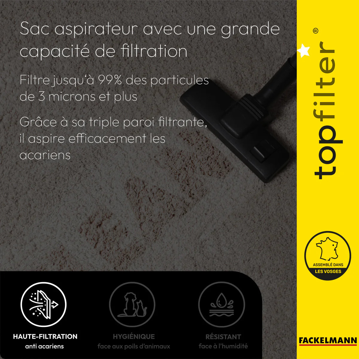 Lot de 4 packs de 4 sacs aspirateur 64290 Hoover Alpina TopFilter Premium