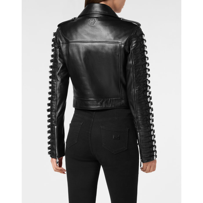 PHILIPP PLEIN Leather Jacket SKULL