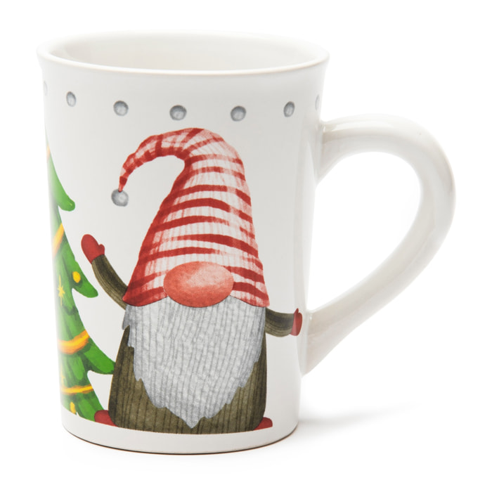 Set 4 Mug Excelsa - Gnomo Friends, New Bone China Bianca