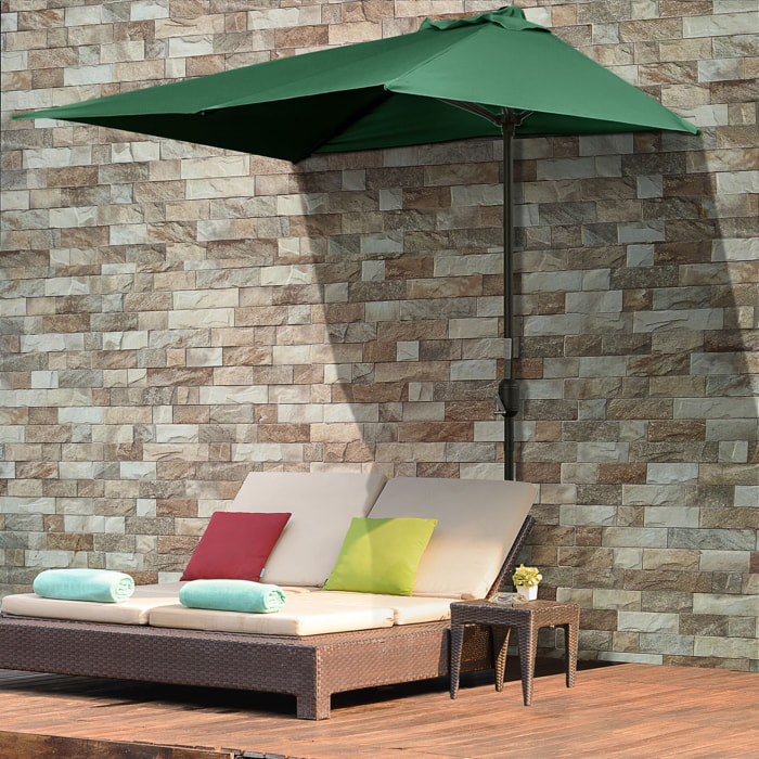 Sombrilla Rectangular 230x130x245 cm Parasol para Pared Media Sombrilla con Manivela Protección UV 30+ Impermeable Sombrilla para Balcón Terraza Jardín Verde