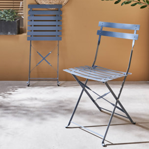 Lot de 2 chaises de jardin bistrot pliables en acier thermolaqué. 49.5 x 41 x 80.5cm